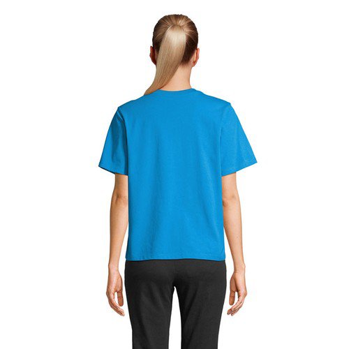 OBG.PUB - Tee-Shirt Femme Publicitaire en Coton Bio Velya Cyan Tee-Shirt Femme Publicitaire en Coton Bio Velya Cyan