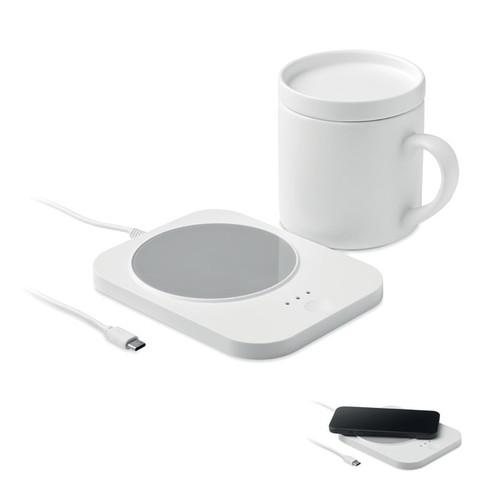 Chargeur sans fil et chauffe-tasse 2 en 1 Mikerno Blanc