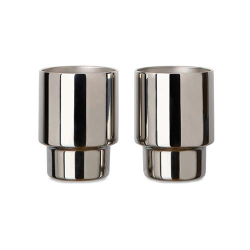 Set 2 tasses en acier inox recyclé avec Design Zeram Argent