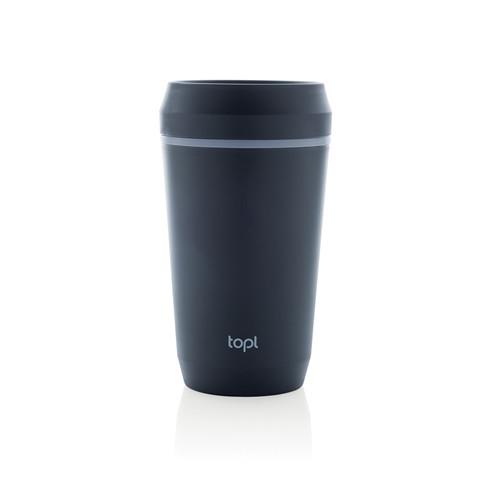 OBG.PUB - Mug 354 ml avec couvercle en plastique PP recyclé Torvel Bleu marine Mug 354 ml avec couvercle en plastique PP recyclé Torvel Bleu marine