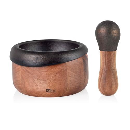 OBG.PUB - Mortier élégant au design vintage en Fonte et Bois Bravio Marron Mortier élégant au design vintage en Fonte et Bois Bravio Marron
