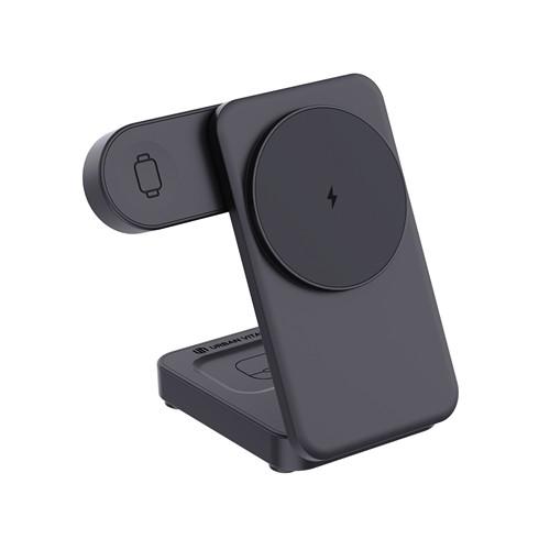 OBG.PUB - Chargeur 3 en 1 sans fil magnétique en ABS Raimon Noir Chargeur 3 en 1 sans fil magnétique en ABS Raimon Noir