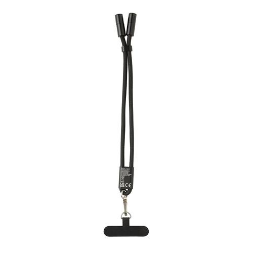 Bracelet câble support téléphone 60W en rPET Loriva Noir