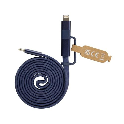OBG.PUB - Câble magnétique 2 en 1 60W en PET recyclé Zendana Bleu Câble magnétique 2 en 1 60W en PET recyclé Zendana Bleu