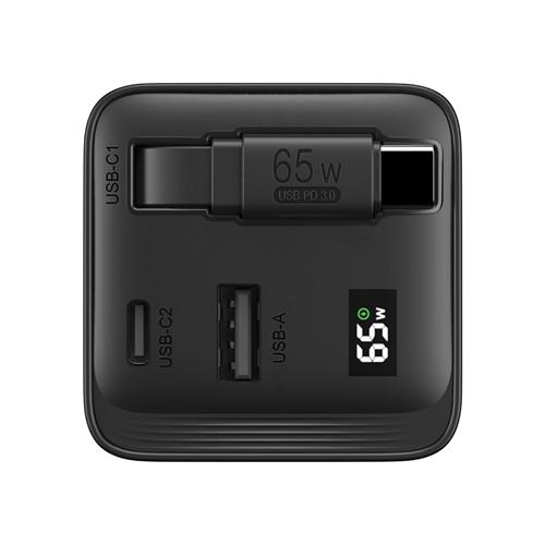 OBG.PUB - Chargeur GaN 65W USB-C en Polycarbonate Veltro Noir Chargeur GaN 65W USB-C en Polycarbonate Veltro Noir