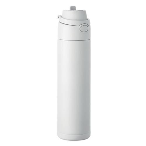 OBG.PUB - Gourde en acier inoxydable recyclé 650 ml avec Paille Viscor Blanc Gourde en acier inoxydable recyclé 650 ml avec Paille Viscor Blanc