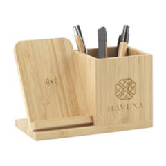 OBG.PUB - Support de Charge 15W et Porte-Stylo en Bambou Bresso Support de Charge 15W et Porte-Stylo en Bambou Bresso