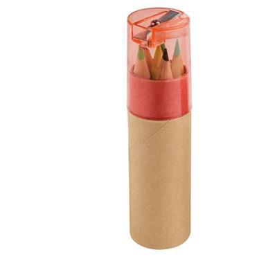 Boîte plastique avec 6 crayons de couleur publicitaire Memlight