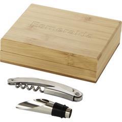 OBG PUB - Coffret à vin en bambou avec 2 accessoires Merlous