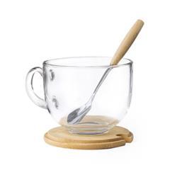 Tasse de 420 ml en verre et couvercle bambou Cara