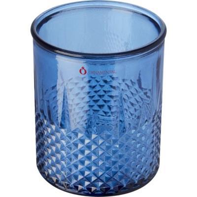 Porte-bougie en verre recyclé Eternel Bleu