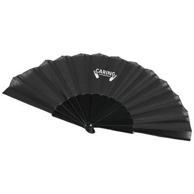 Eventail pai pai plissée en polyester Temari Noir