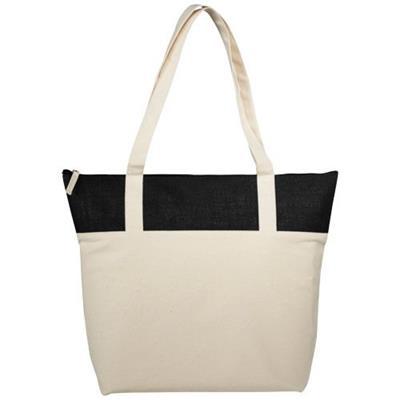 Sac shopping bicolore en jute et coton Jones Naturel