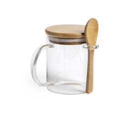 Tasse en verre avec couvercle et cuillère Kipalt