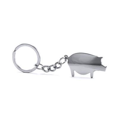 Porte-clés amusant en forme de cochon métal Pig Argent