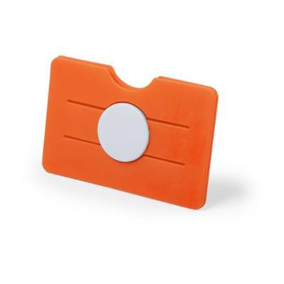 Porte-cartes en avec support (Orange, Silicone, 15g) comme articles  publicitaires Sur