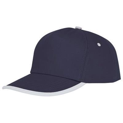 Casquette 5 panneaux avec piping en coton Estora Bleu marine