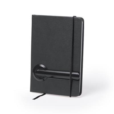 Carnet en similicuir avec stylo intégré Sakish Noir