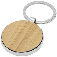 OBG PUB - Porte-clés rond en bambou avec bordure métal Onir