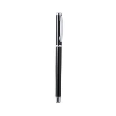 Stylo Roller en aluminium lisse Delbrel Noir