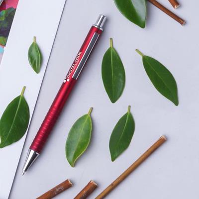 Stylo en ABS encre bleue aux détails chromés Tokal Rouge