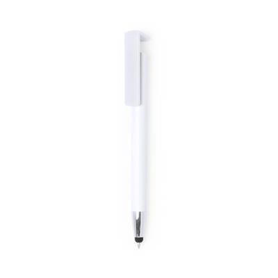 OBG.PUB - Stylo bicolore avec support en plastique Spunk Blanc Stylo bicolore avec support en plastique Spunk Blanc