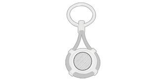 Porte-clés en métal rond métal et silicone chips - Marquage Recto