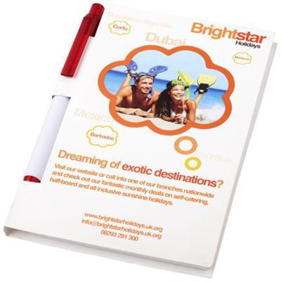 Ensemble conférencier avec bloc-notes et stylo Qio