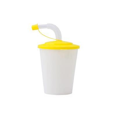 Verre en polypropylène de 380 ml avec paille Shiko Jaune