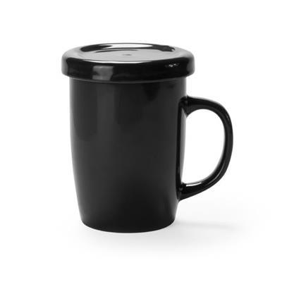 OBG.PUB - Tasse en céramique 380 ml avec couvercle Tassak Noir Tasse en céramique 380 ml avec couvercle Tassak Noir