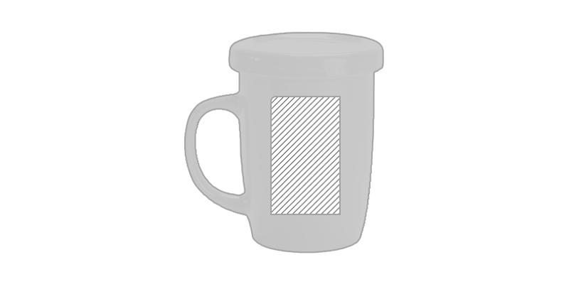 OBG.PUB - Tasse en céramique 380 ml avec couvercle Tassak - Marquage Verso Tasse en céramique 380 ml avec couvercle Tassak - Marquage Verso