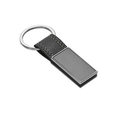 Porte-clés rectangulaire métal et similicuir Biale Gris