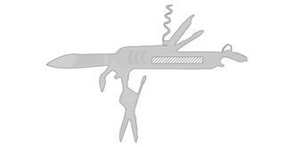 Canif multi-usages en acier inoxydable Shanks - Marquage Recto