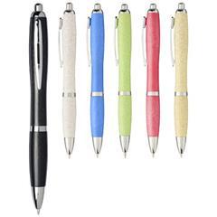 Stylo bille en paille de blé pointe chromée Chroma