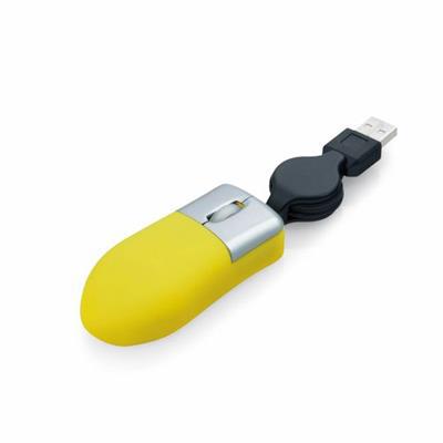Mini souris optique à câble en plastique Yonko Jaune