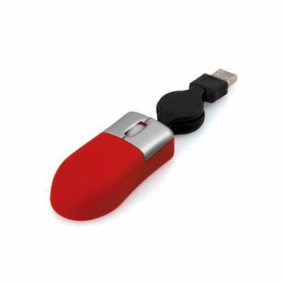 Mini souris optique à câble en plastique Yonko Rouge
