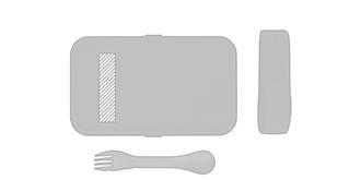 Lunch box avec cuichette en rPP robuste Bento - impression en haut à gauche