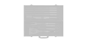 Set de 12 pcs pour barbecue en coffret aluminium - Impression sur manche spatule