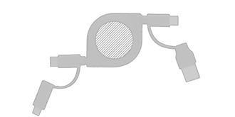 Cable 6 en 1 en TPE et plastique recyclé Lazor - Marquage Recto