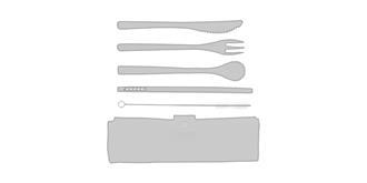 Set de couverts de voyage en bambou Asso - Impression sur fourchette