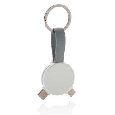 OBG.PUB - Porte-clés rond avec câble 3 en 1 en ABS Hasyer Blanc Porte-clés rond avec câble 3 en 1 en ABS Hasyer Blanc