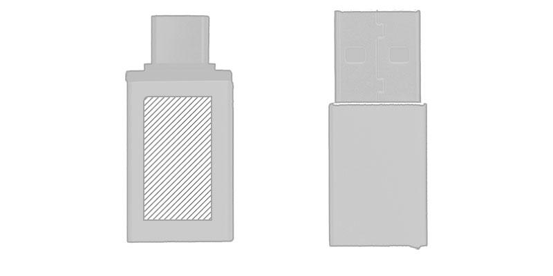OBG.PUB - Set d'adaptateurs USB A et USB C en aluminium Gata - Marquage Recto Set d'adaptateurs USB A et USB C en aluminium Gata - Marquage Recto