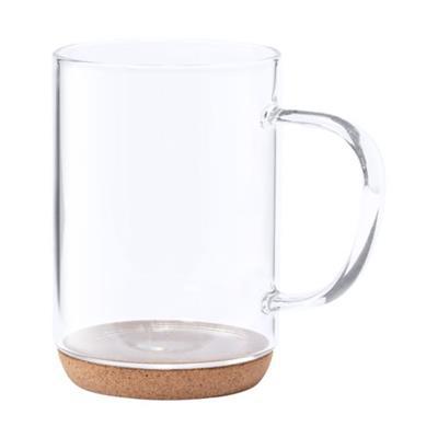 Mug de 450 ml en verre/liège Honduras Transparent