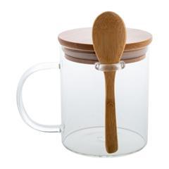 Mug en verre de 420 ml avec couvercle Kipas