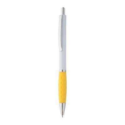 OBG.PUB - Stylo à bille bicolore en caoutchouc/métal Willis Jaune / Blanc Stylo à bille bicolore en caoutchouc/métal Willis Jaune / Blanc