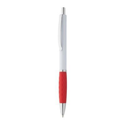 OBG.PUB - Stylo à bille bicolore en caoutchouc/métal Willis Rouge / Blanc Stylo à bille bicolore en caoutchouc/métal Willis Rouge / Blanc