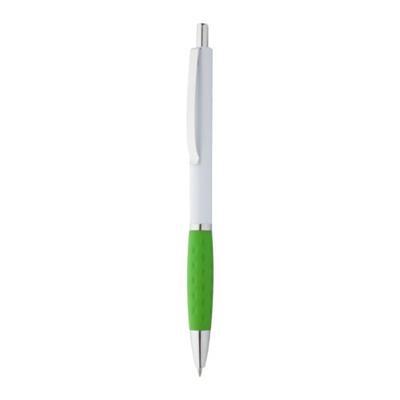 OBG.PUB - Stylo à bille bicolore en caoutchouc/métal Willis Vert citron / Blanc Stylo à bille bicolore en caoutchouc/métal Willis Vert citron / Blanc