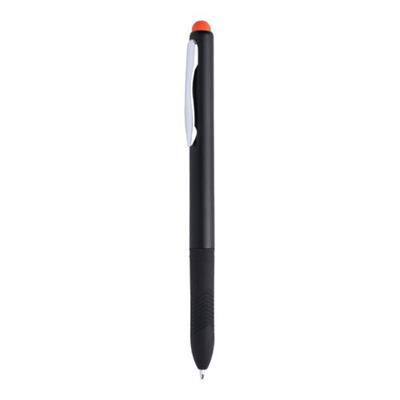 OBG.PUB - Stylo à bille avec stylet en caoutchouc/ABS Motus Orange / Noir Stylo à bille avec stylet en caoutchouc/ABS Motus Orange / Noir