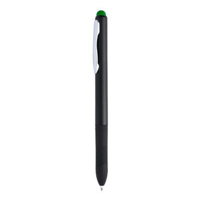 OBG.PUB - Stylo à bille avec stylet en caoutchouc/ABS Motus Vert / Noir Stylo à bille avec stylet en caoutchouc/ABS Motus Vert / Noir