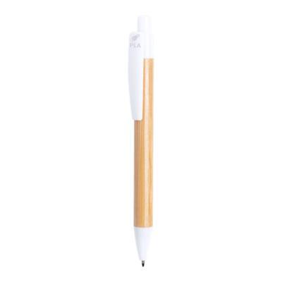 OBG.PUB - Stylo bille en bambou et attributs en PLA Helon Blanc Stylo bille en bambou et attributs en PLA Helon Blanc